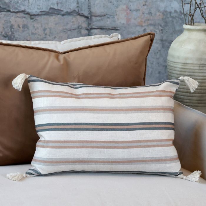 Chic Rectangular Cognac & Latte Cushion