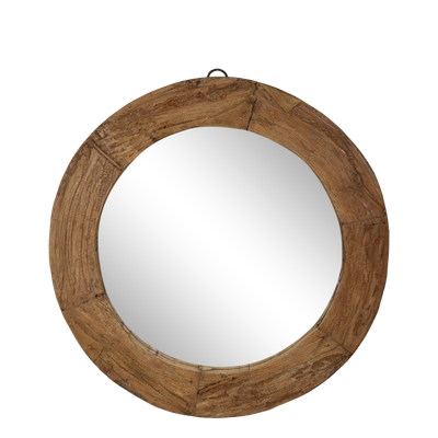 Amelie Circular Mirror Circular Mirror with Recycled Repurposed Wood Finish.