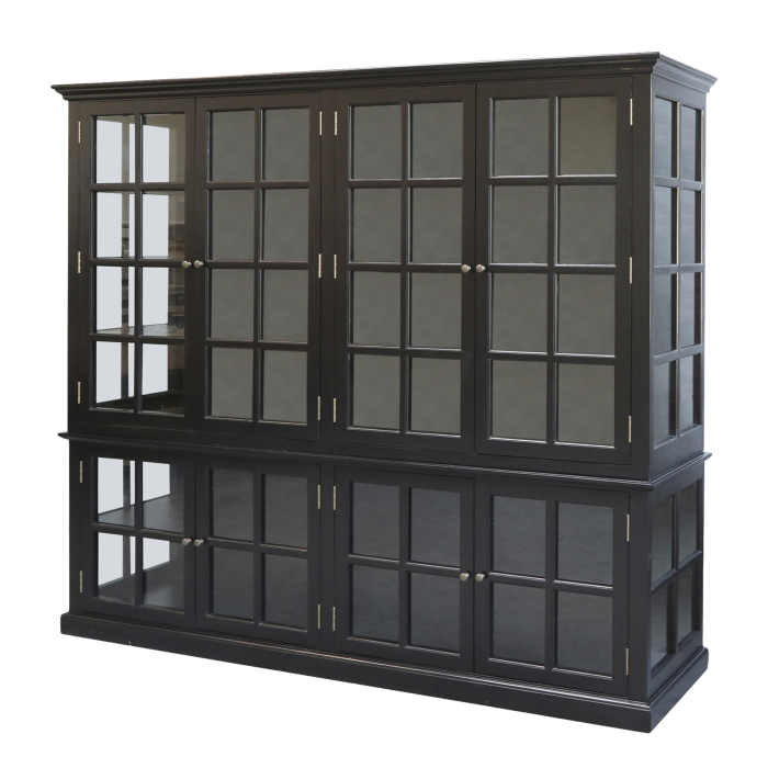 Rouen Large Display Cabinet - Black Rouen large black display cabinet with glazed doors and shelving