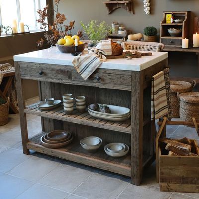 Amelie Service Table with Marble Top