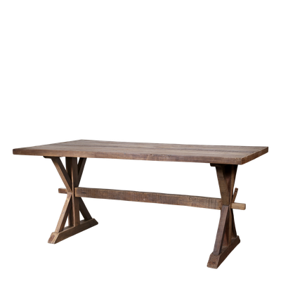 Rectangular wooden dining table with a classic, elegant design, offering a spacious surface for family meals and entertaining
