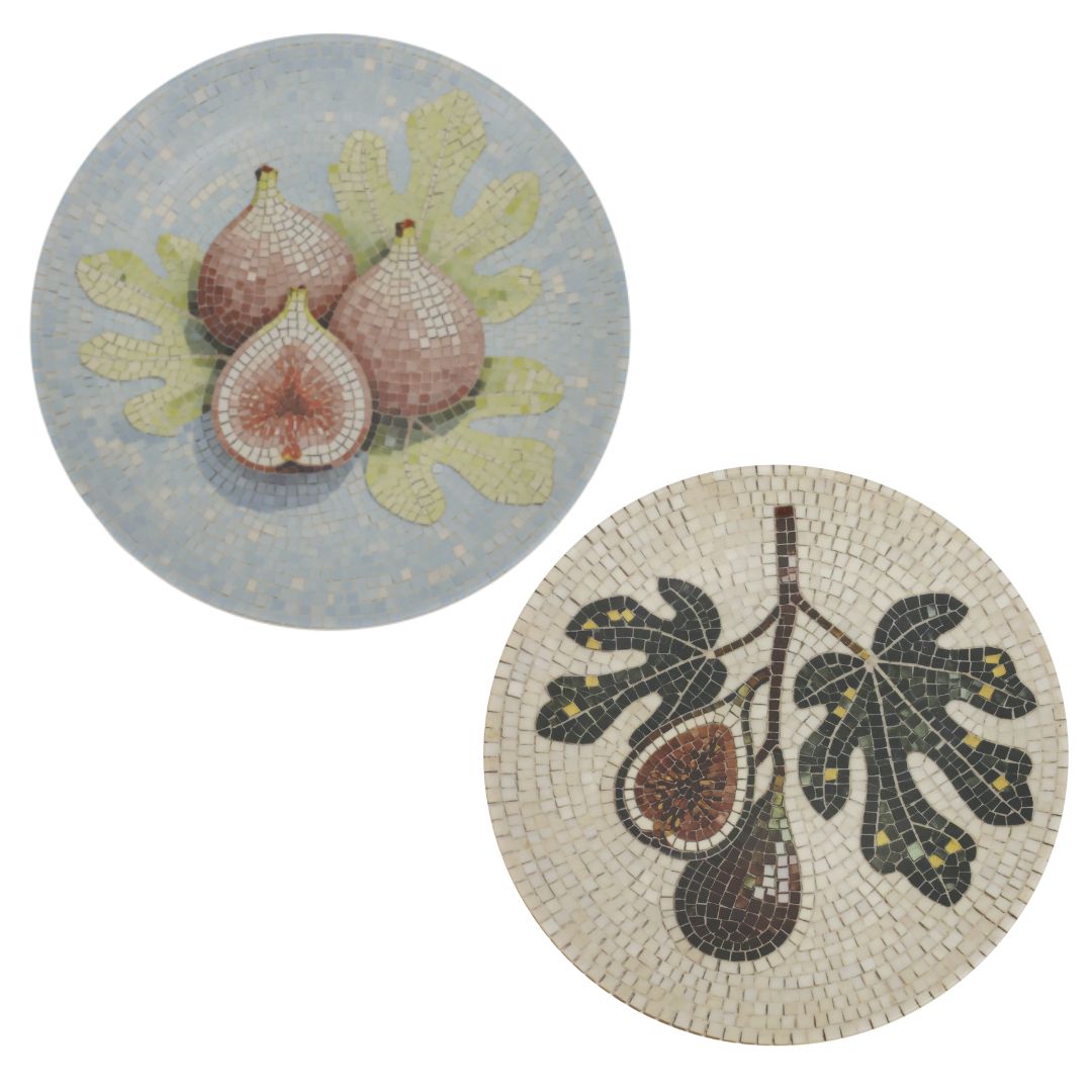 Chartres Set of Fig Mosaic Serving Plates