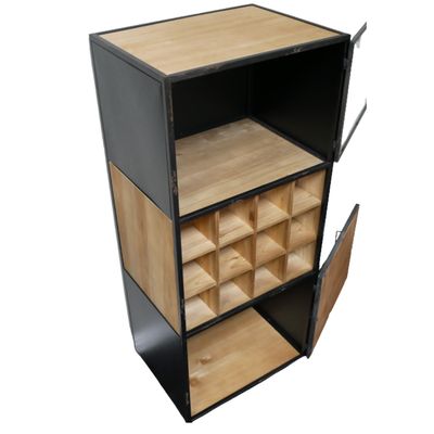 Mateus Wine Cabinet Mateus Wine Cabinet. Diplay cube, wine bottle cube and solid cupboard door cube. Black and Natural Wood Finish.