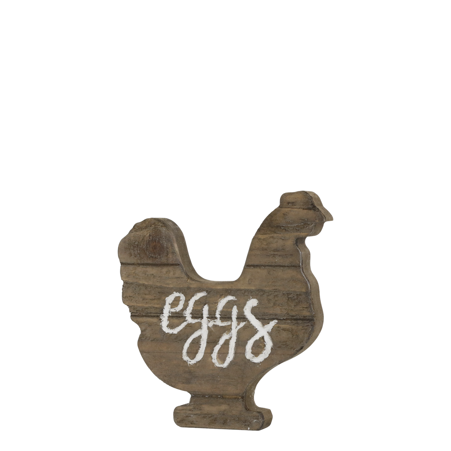 Wooden Cut Out Hen Shape Ornament with Chalked "eggs"