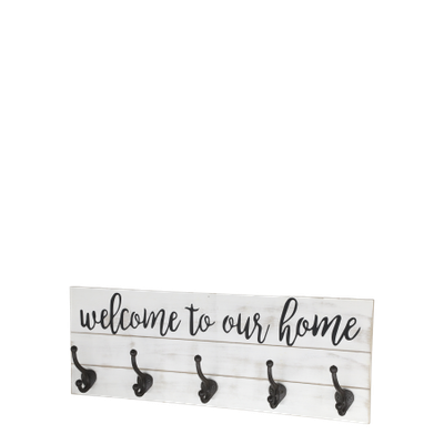 Our Home Sign with Hooks