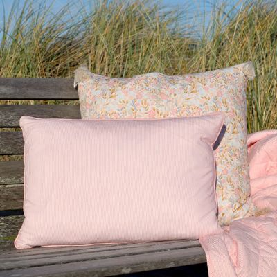 Chic Rose & White Rectangular Cushion