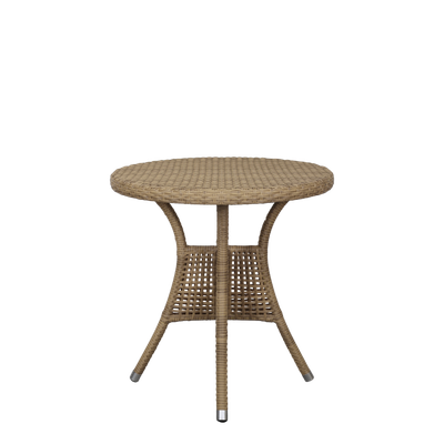 Braided rattan bistro circular table.