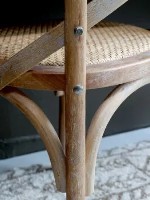 Fabiene French Dining Chair with Cross Back & Wicker Seat