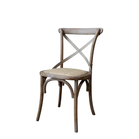 Fabiene French Dining Chair with Cross Back & Wicker Seat