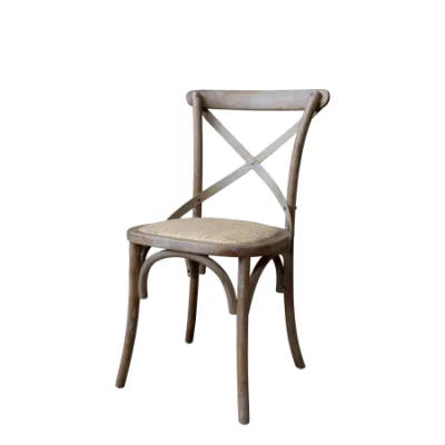 Fabiene French Dining Chair with Cross Back & Wicker Seat