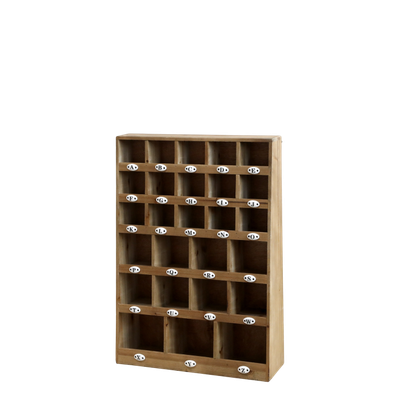 Wooden A–Z pigeonhole shelf with small compartments, ideal for organising letters, craft items and everyday essentials neatly