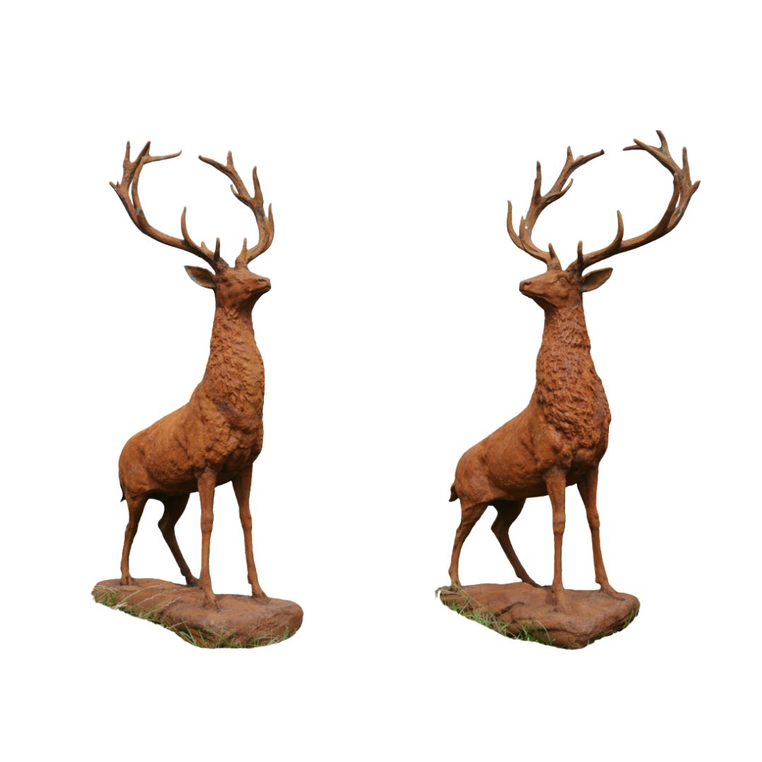 Pair of Grampion Rusty Stags - one looks left one look right.