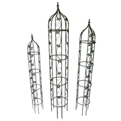 Set Of 3 Large Oblisks - vary in height. Ivy Pattern