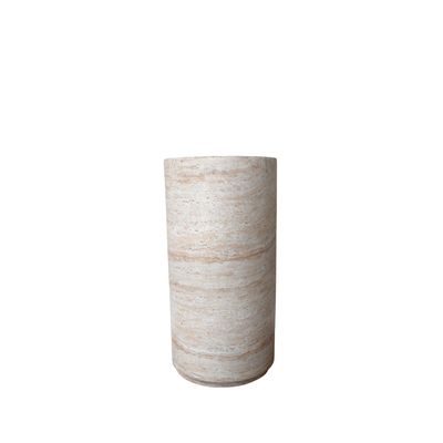 Stone-effect column pedestal with a travertine-style finish, ideal for displaying plants, sculptures or décor accents.