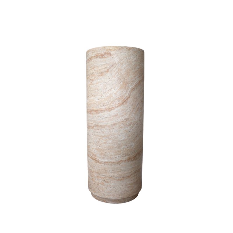 Stone-effect column pedestal with a travertine-style finish, ideal for displaying plants, sculptures or décor accents.