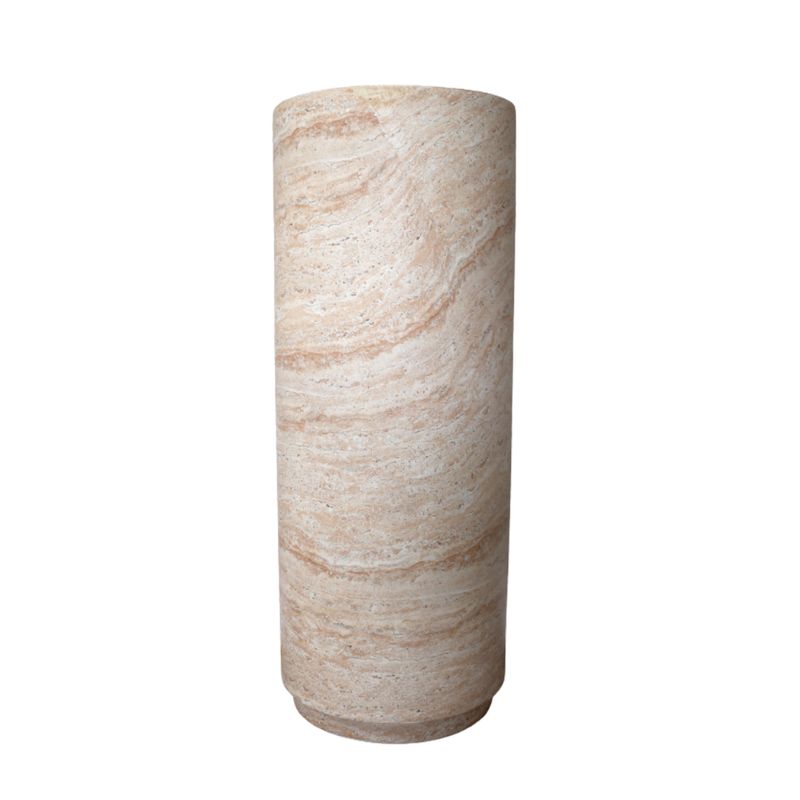 Stone-effect column pedestal with a travertine-style finish, ideal for displaying plants, sculptures or décor accents.