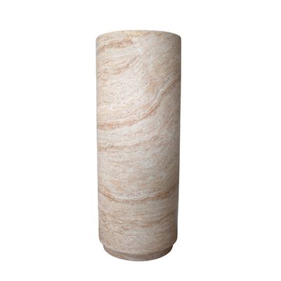 Stone-effect column pedestal with a travertine-style finish, ideal for displaying plants, sculptures or décor accents.