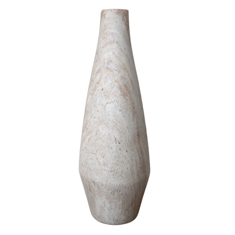 Centure Tall Vase Tall stone-effect vase with a sculptural silhouette and soft travertine-style finish in natural cream and beige tones.