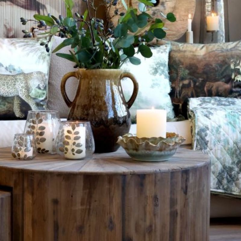 Rutland set of two interlocking round coffee tables in reclaimed wood, offering versatile styling with natural rustic charm.