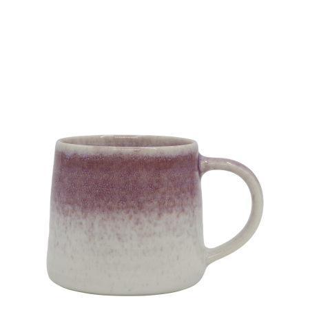 Quiet Hour Mug - Heather Blush Heather Blush: Ceramic mug with a softly rounded shape, curved handle and reactive dusky-mauve glaze fading into speckled.