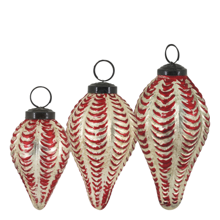 ​Twelfth Night Champagne & Cherry Baubles – Feathered Drop.  Small, Medium and Large