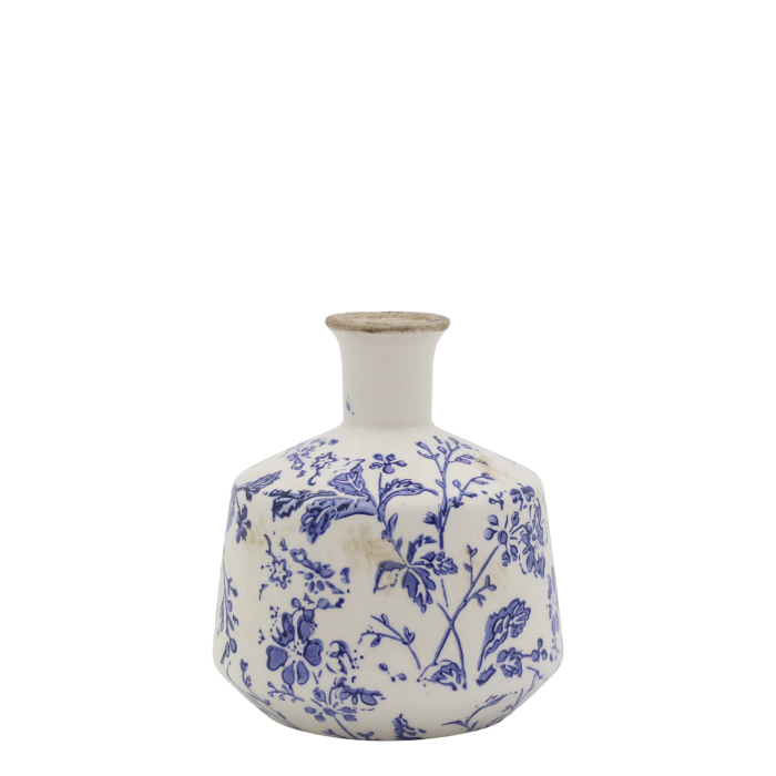 Delicate indigo flowers and winding foliage inspired by the quiet beauty of country hedgerows ceramic Vase