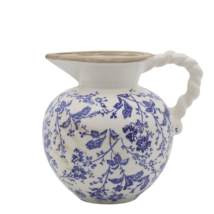 Delicate indigo flowers and winding foliage inspired by the quiet beauty of country hedgerow Jug