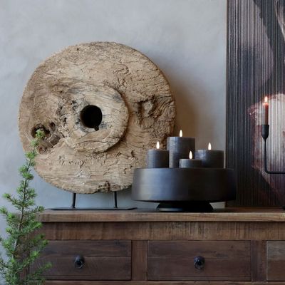 Grimaud sculpture crafted from reclaimed wood, celebrating natural grain and markings. Each piece is completely unique.