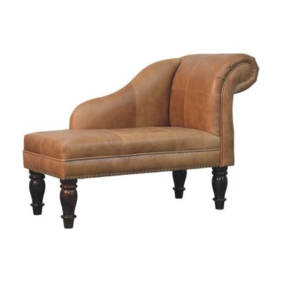 Harrington Brown Vintage Leather Chaise Lounge