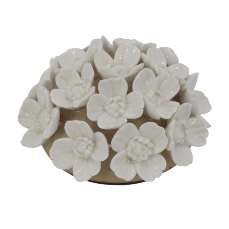 The Flower Posy White Ceramic Flower Posy ornament featuring a full arrangement of glossy white sculpted flowers with delicate detailing.