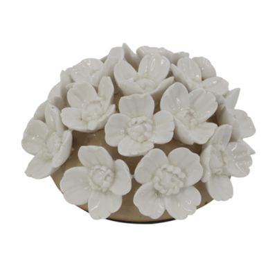 The Flower Posy White Ceramic Flower Posy ornament featuring a full arrangement of glossy white sculpted flowers with delicate detailing.