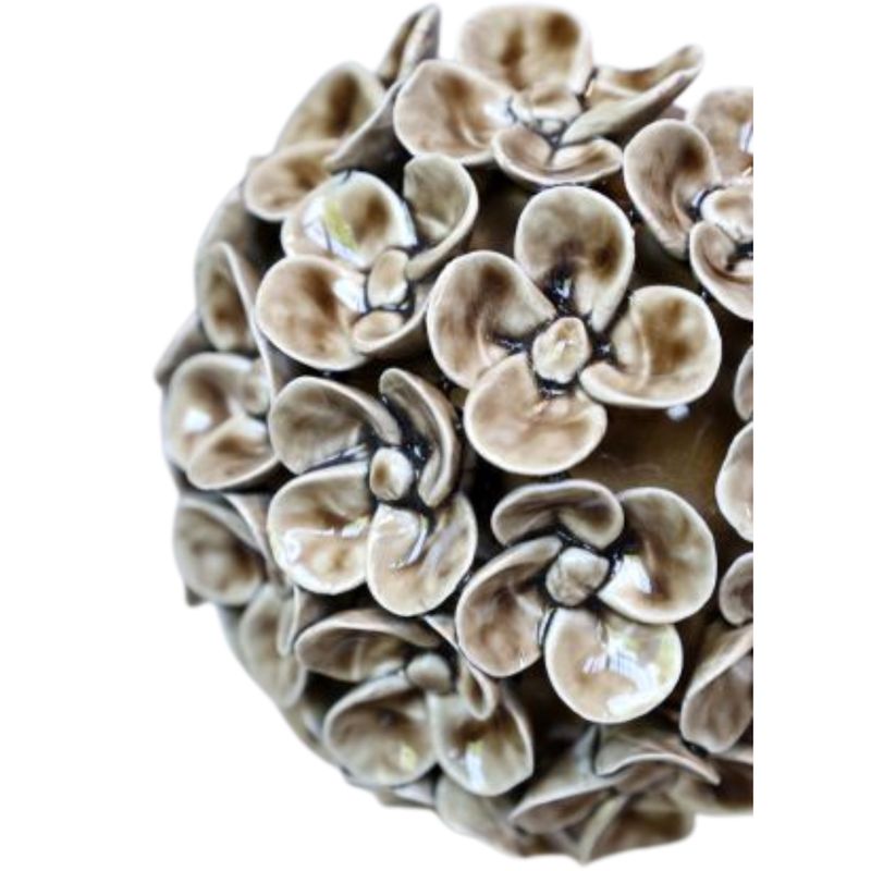 Ceramic Flower Posy Mocca ornament featuring a full arrangement of glossy Mocca sculpted flowers with delicate detailing.