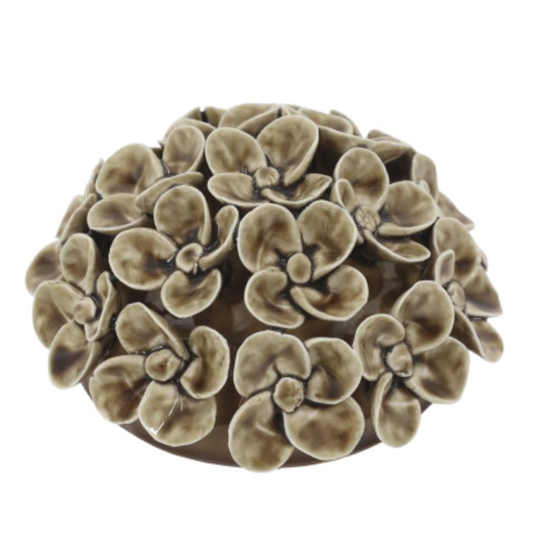 The Flower Posy Mocca Ceramic Flower Posy Mocca ornament featuring a full arrangement of glossy Mocca sculpted flowers with delicate detailing.
