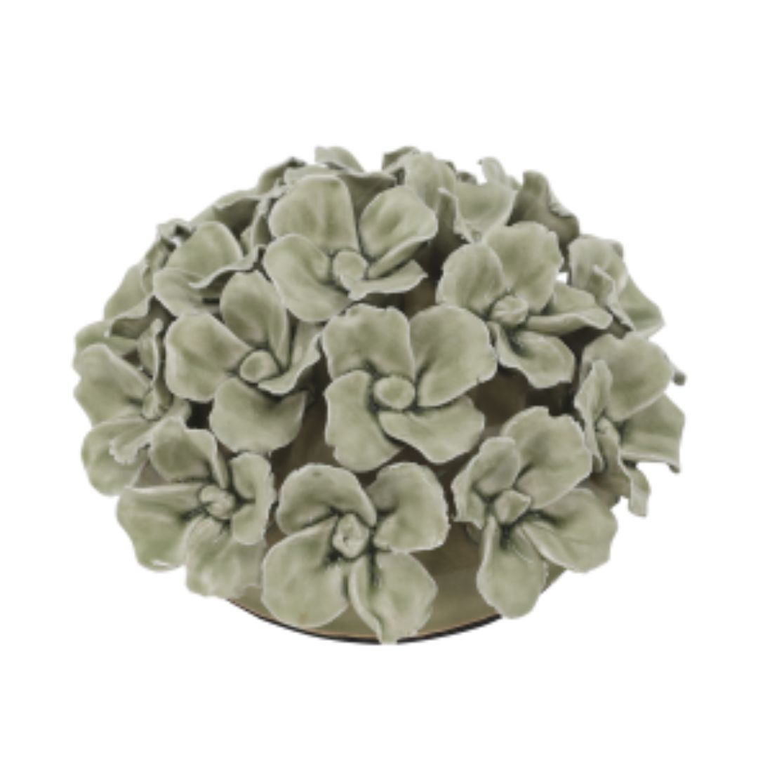 The Flower Posy Verte Ceramic Flower Posy Verte ornament featuring a full arrangement of glossy verte sculpted flowers with delicate detailing.