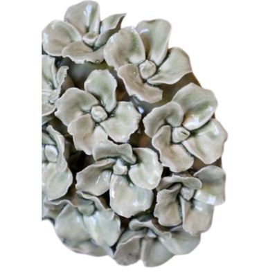 Ceramic Flower Posy Verte ornament featuring a full arrangement of glossy verte sculpted flowers with delicate detailing.