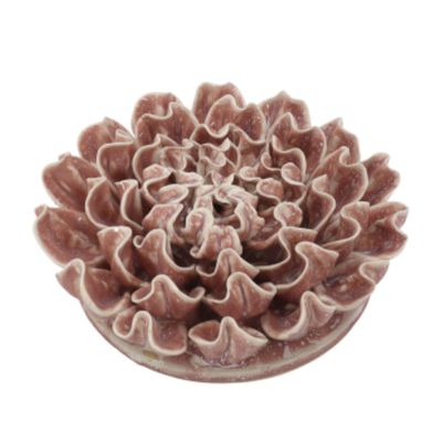 The Botanical Coral Dahlia Ceramic Botanical Coral Dahlia ornament with layers of beautifully ruffled petals in a soft coral glazed finish.
