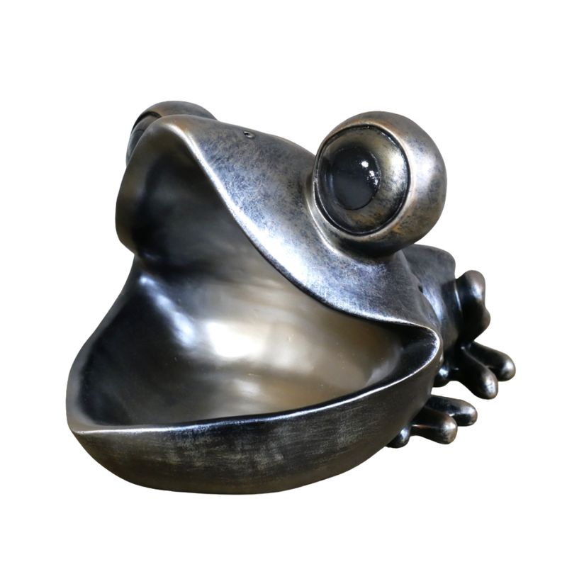 Fredrick the Frog Treat Bowl Freddie the Frog Treat Bowl with a metal-look finish and wide open mouth, perfect for sweets, chocolates or snacks.