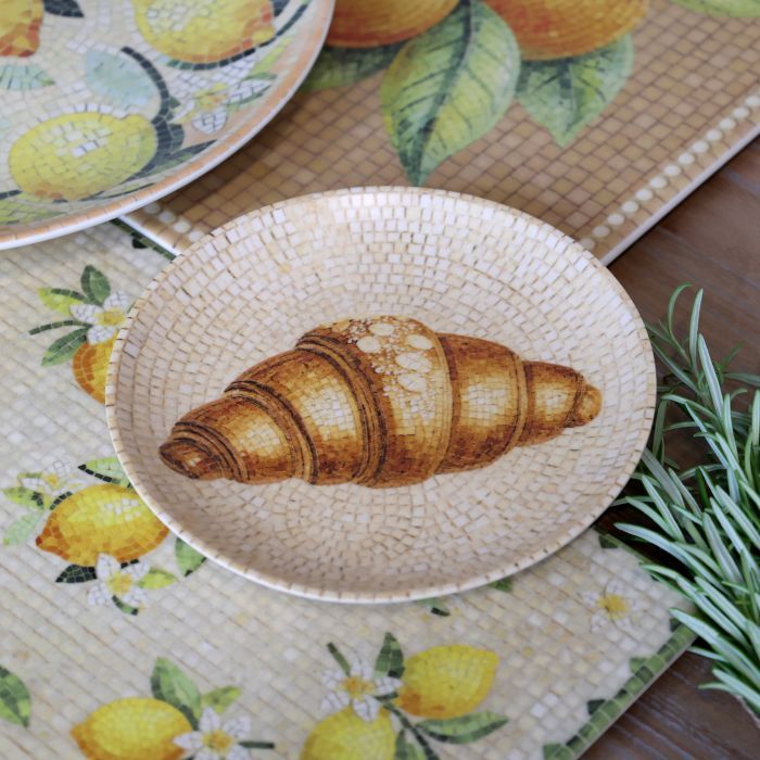 Chartres French Croissant Mosaic Decorative Plate – Warm Honey & Cream