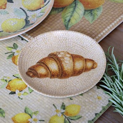 Chartres French Croissant Mosaic Decorative Plate – Warm Honey & Cream