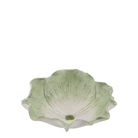 Botanical Bloom Ceramic Bowl – Soft Sage Green - Set of Six