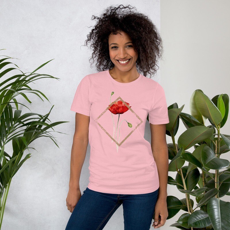 &quot;I&#39;ve Been Framed&quot;. Beautiful Wildflower Poppy. Vintage. Unisex t-shirt