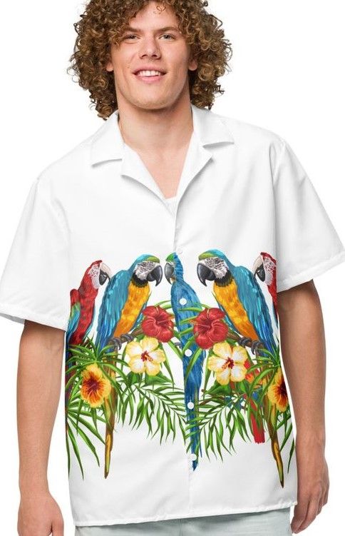 THE WORLD FAMOUS PARROT DESIGN. All-Over Print Unisex Button Shirt.