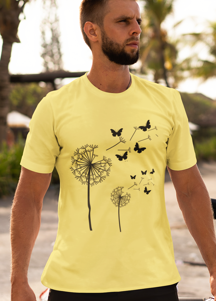 DANDELIONS AND BUTTERFLIES. Unisex T-Shirt