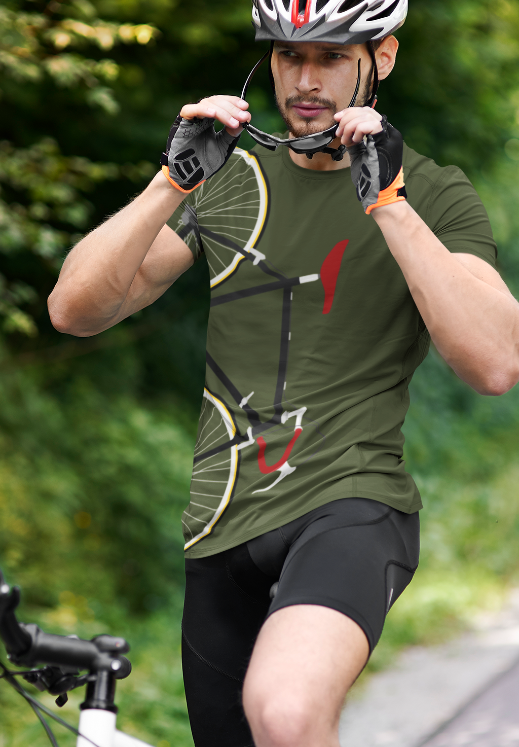 Racing Bicycle. Printed Both Sides - Back and Front - Unisex T-Shirt. FREE SHIPPING.