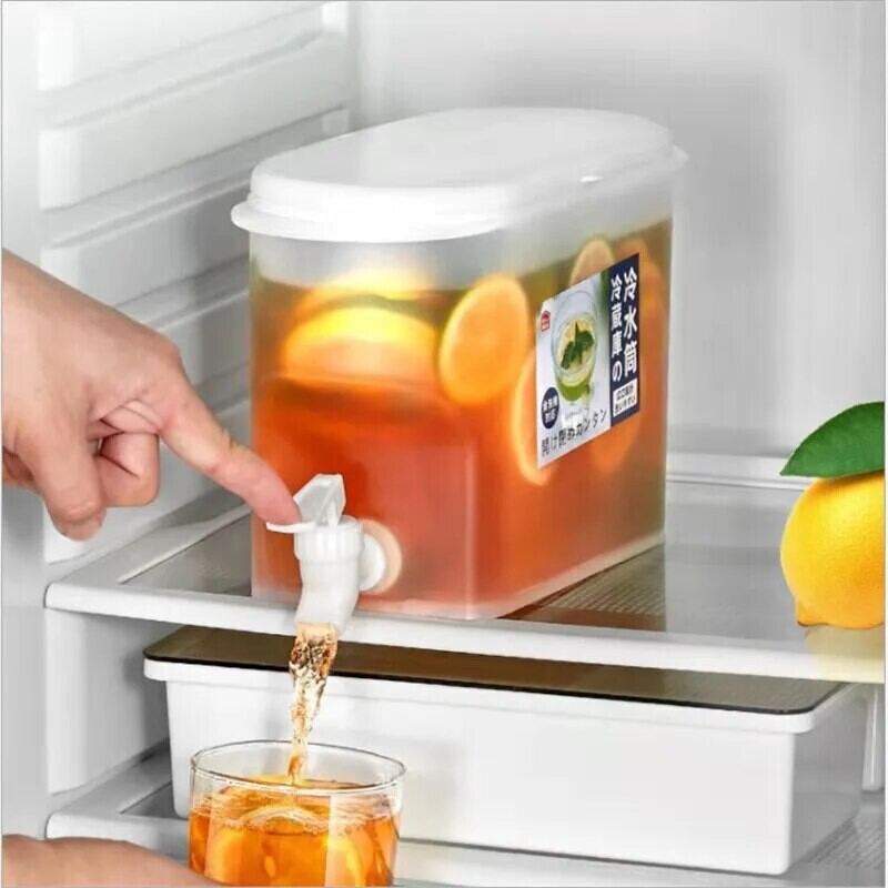 2.8L Large Capacity Curling Bottle With Faucet For Fruit Brewing Tea Bottle Refrigerator For Cold Drinks Essential For Summer