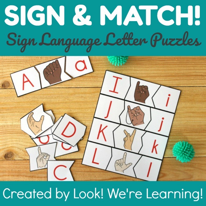 ASL Alphabet Matching Puzzles Store Look! We're Learning!