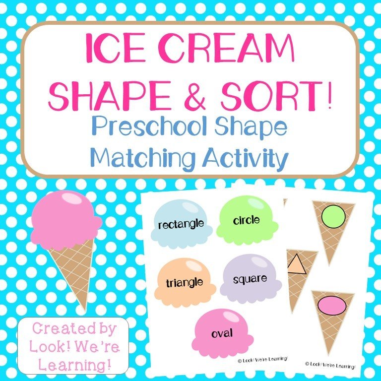 Ice Cream Preschool Shape Sorting Activity Ice Cream Preschool Shape Sorting Activity