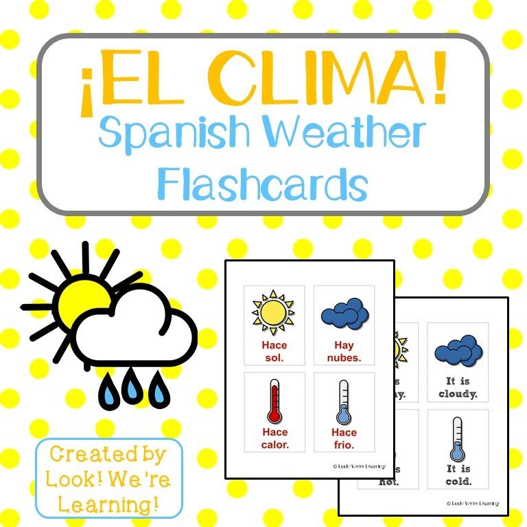 Printable Spanish Weather Flashcards Printable Spanish Weather Flashcards