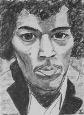 Jimi Hendrix Kohlezeichnung