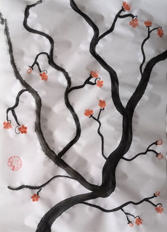 Sumie Pflaumenblüte 01 24